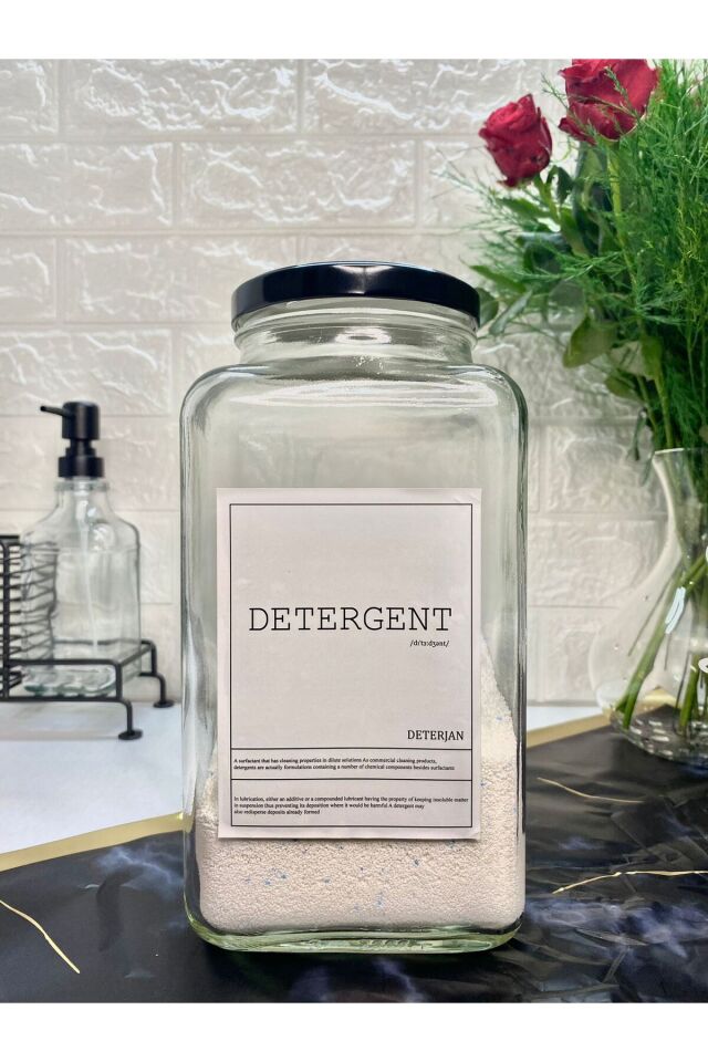 1 Adet 3000ml  Metal Kapaklı Deterjan Kavanozu Siyah