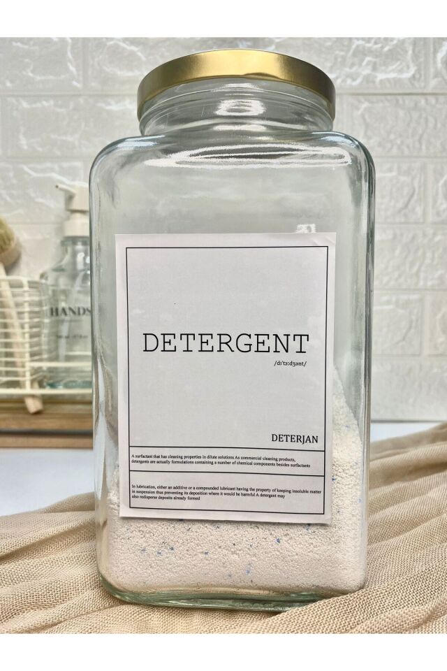 1 Adet 3000ml  Metal Kapaklı Deterjan Kavanozu Gold
