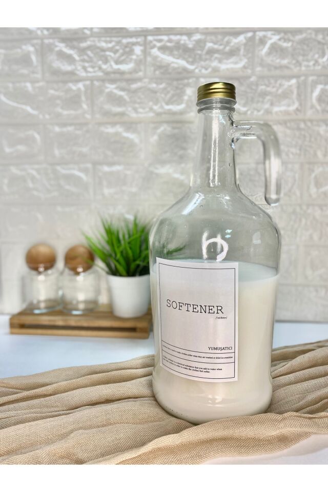 1  Adet 3000ml Gold Metal Kapaklı Galon  Yumuşatıcı Şişesi Şeffaf