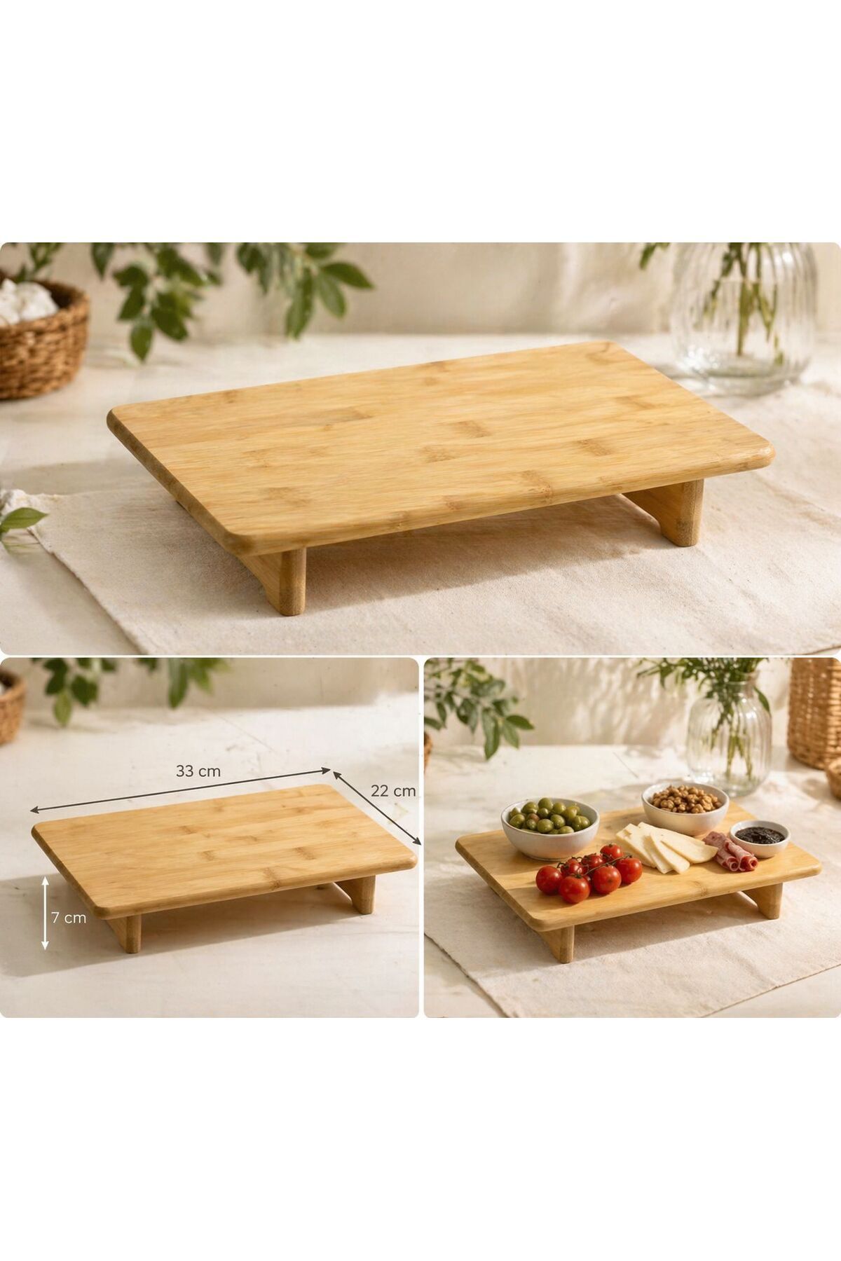 Düzenleyici ,Yükseltici Bambu Stant/Kesme Tahtası Sarı